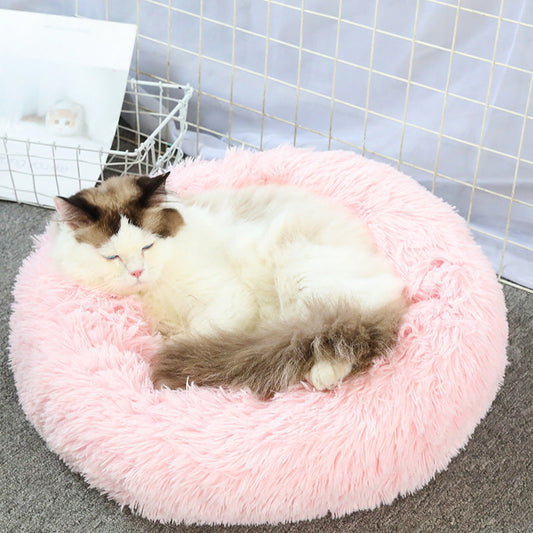 Donut-Shaped Plush Pet Bed